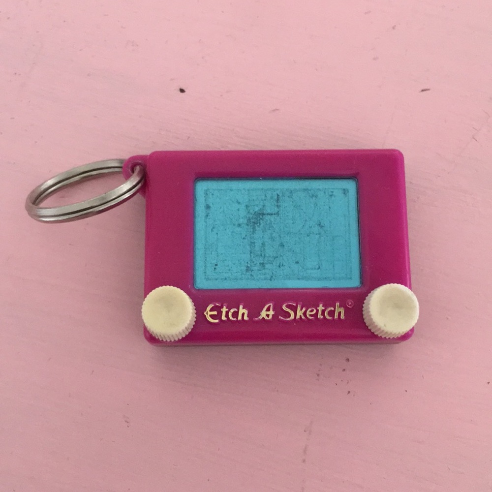 Vintage Pink etch a sketch keychain